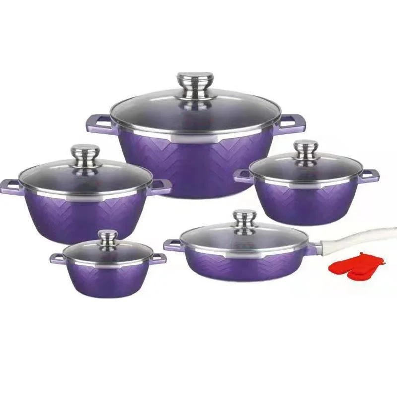 12PCS Aluminum Cookware Set with 2PCS Gloves