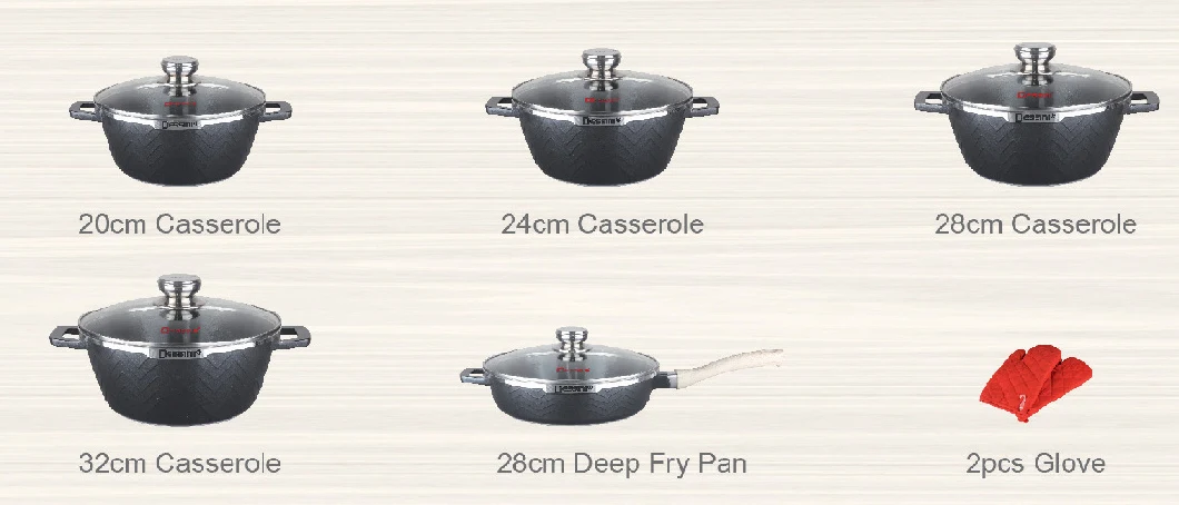 12PCS Aluminum Cookware Set with 2PCS Gloves